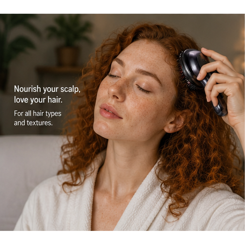 Electric Scalp Massage Brush – Red & Blue Light Vibration Massager