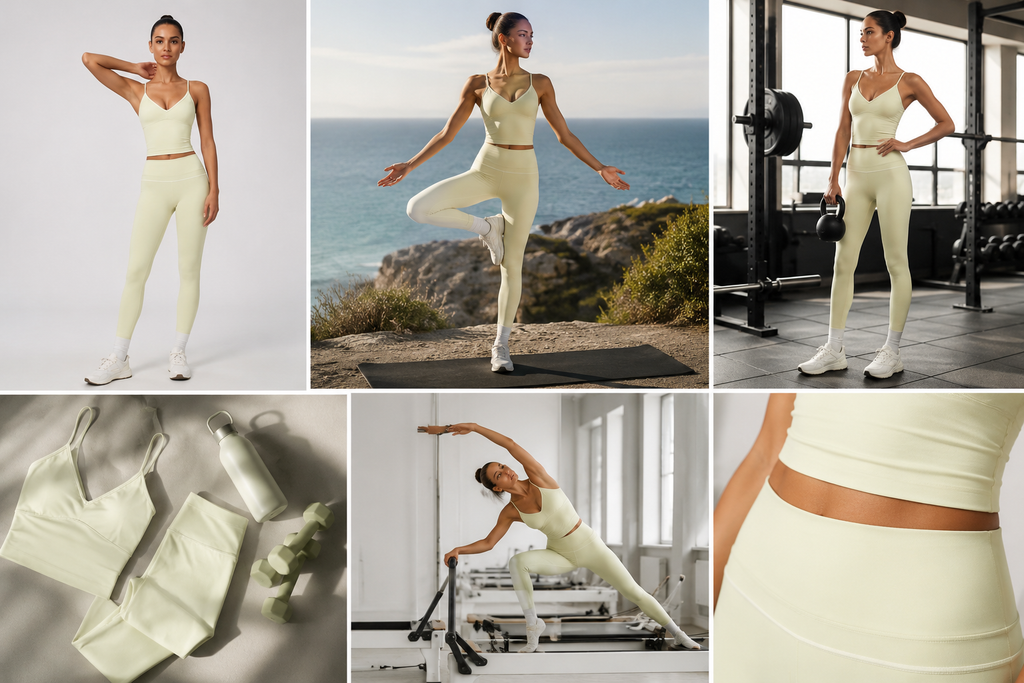 Women's Y-Strap Yoga Set – Breathable Nylon Top & High-Waisted Push-Up Leggings