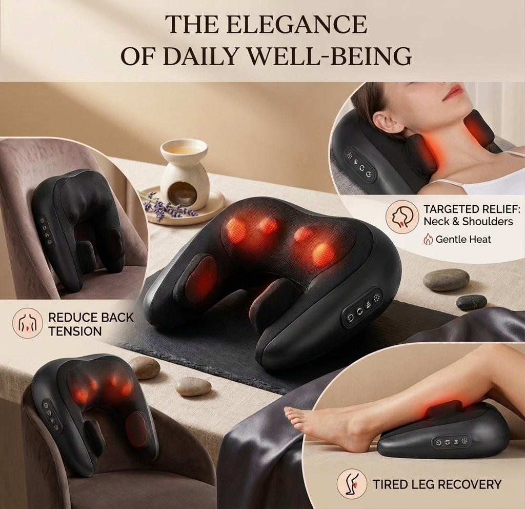 Wireless Heated Neck & Trapezius Massager – Deep Tissue Shiatsu