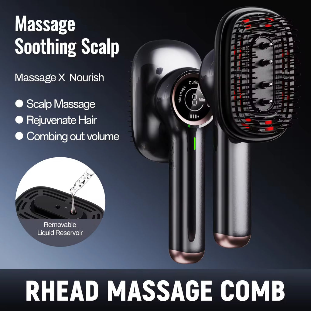 Electric Scalp Massage Brush – Red & Blue Light Vibration Massager