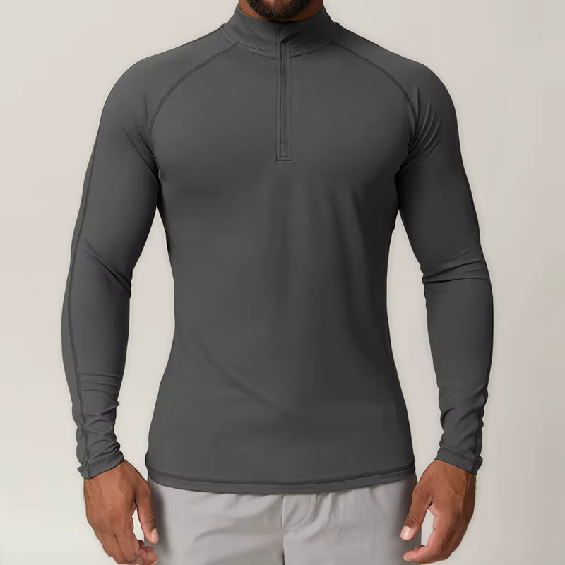 Men's Half-Zip Long Sleeve Sports Top – Quick-Dry Breathable Stand Collar