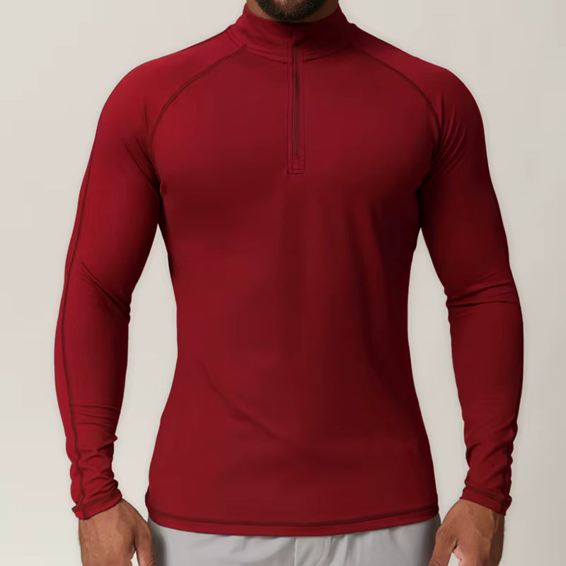 Men's Half-Zip Long Sleeve Sports Top – Quick-Dry Breathable Stand Collar