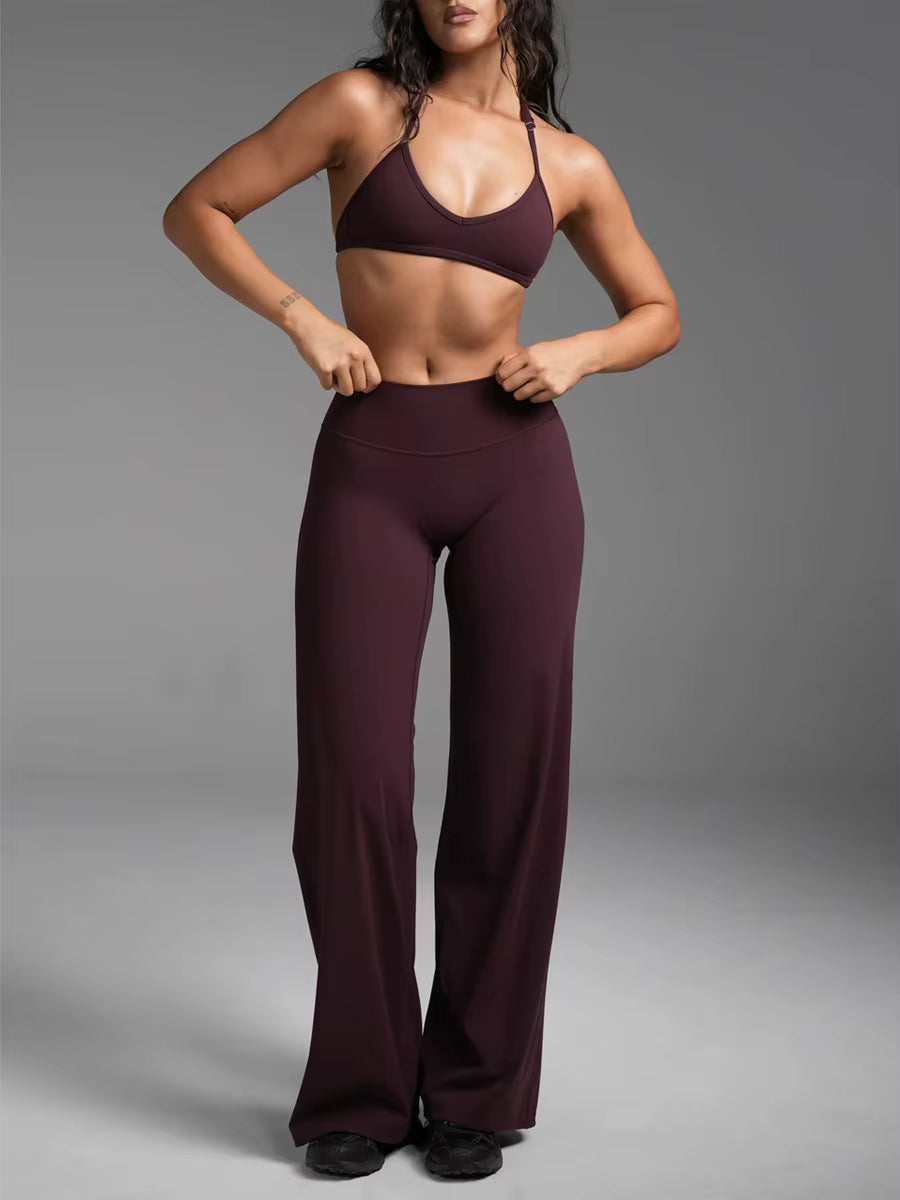Women's Racerback Yoga Set – High-Waisted Nylon & Spandex Gym Training Set
