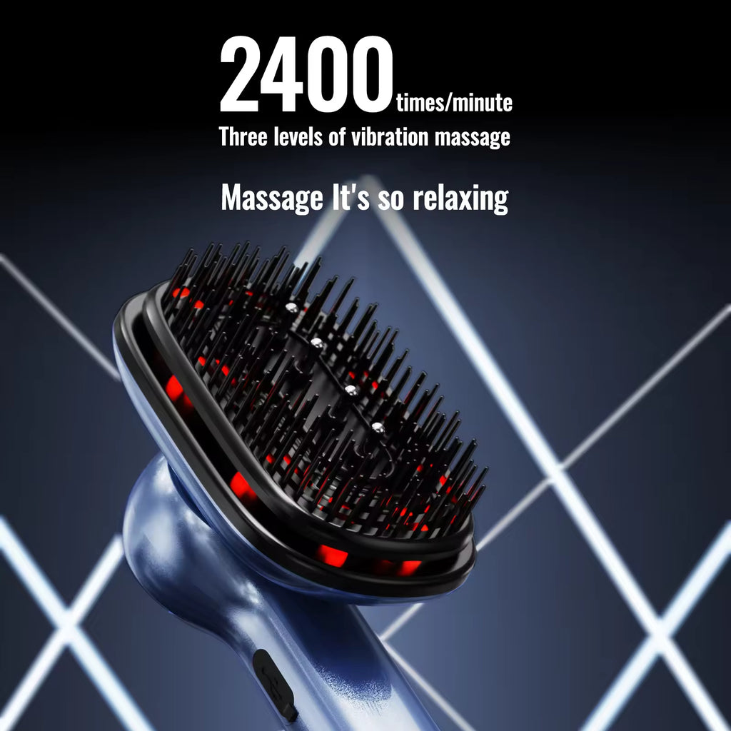 Electric Scalp Massage Brush – Red & Blue Light Vibration Massager
