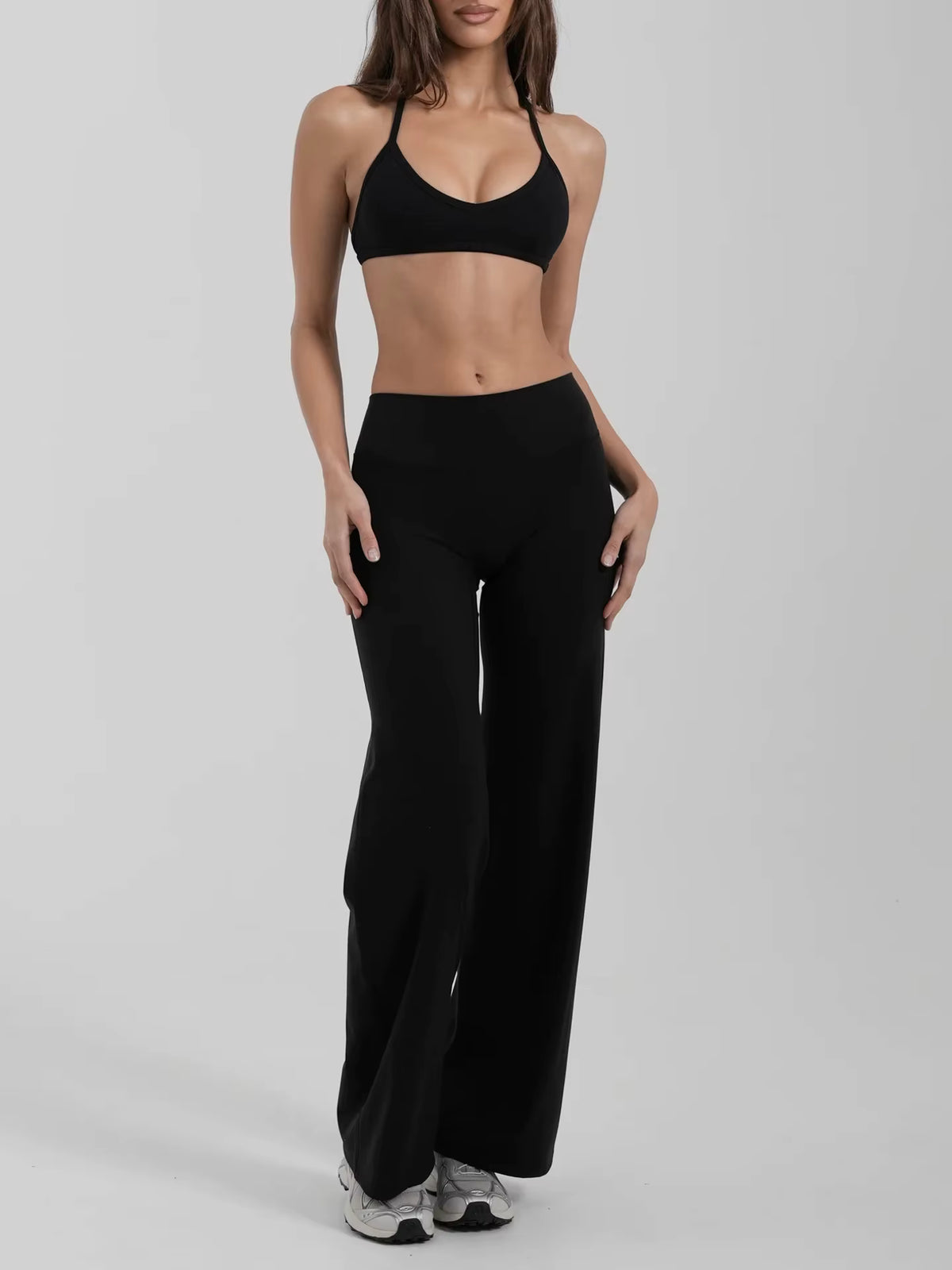 Women's Racerback Yoga Set – High-Waisted Nylon & Spandex Gym Training Set