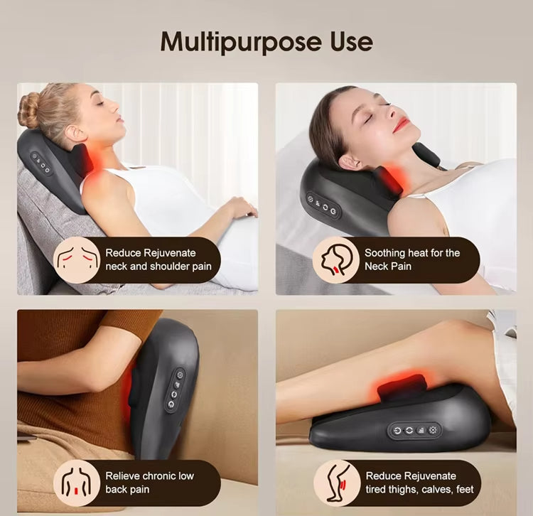 Wireless Heated Neck & Trapezius Massager – Deep Tissue Shiatsu
