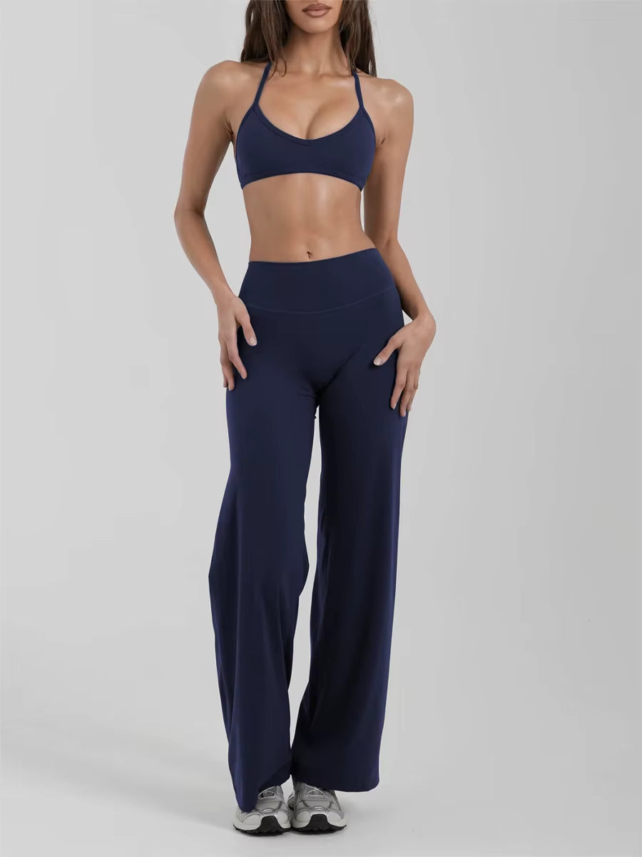 Women's Racerback Yoga Set – High-Waisted Nylon & Spandex Gym Training Set