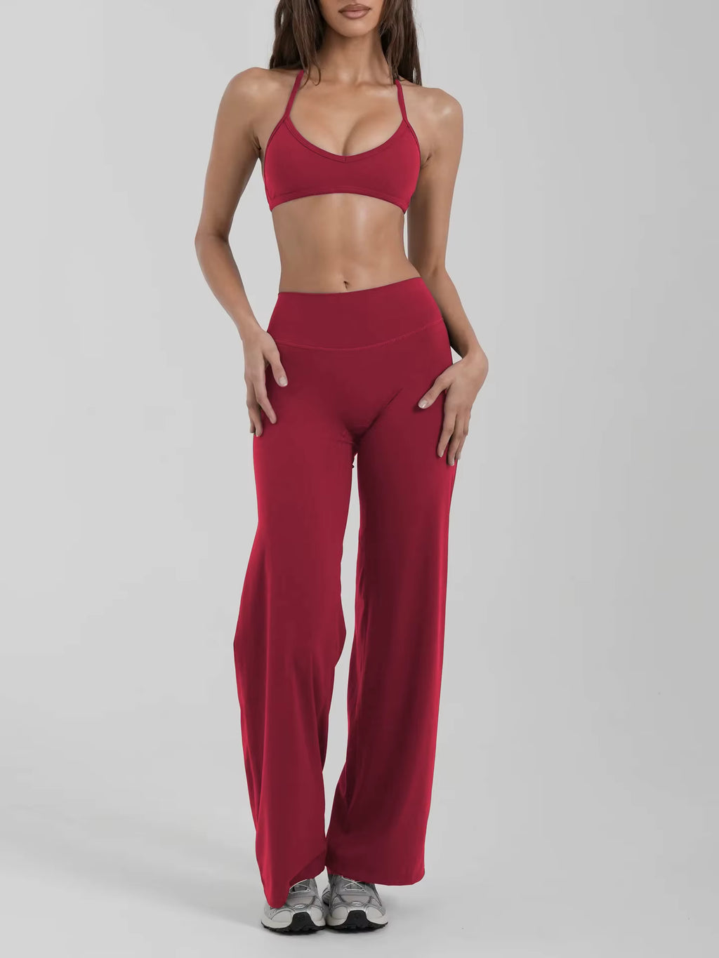 Women's Racerback Yoga Set – High-Waisted Nylon & Spandex Gym Training Set