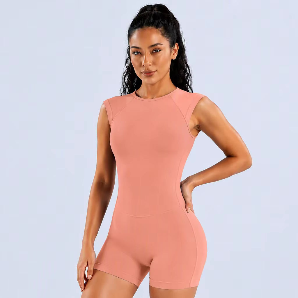 Women's Sleeveless Open-Back Sports Bodysuit – Butt-Shaping Seamless