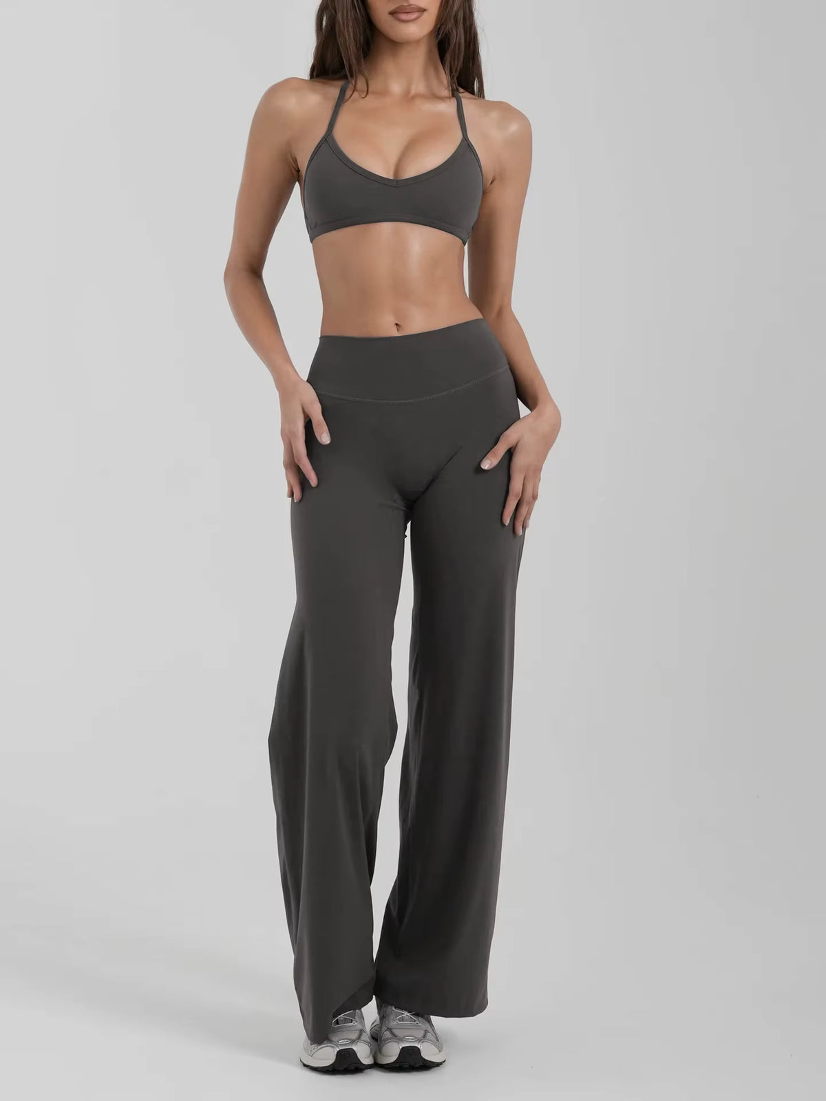Women's Racerback Yoga Set – High-Waisted Nylon & Spandex Gym Training Set