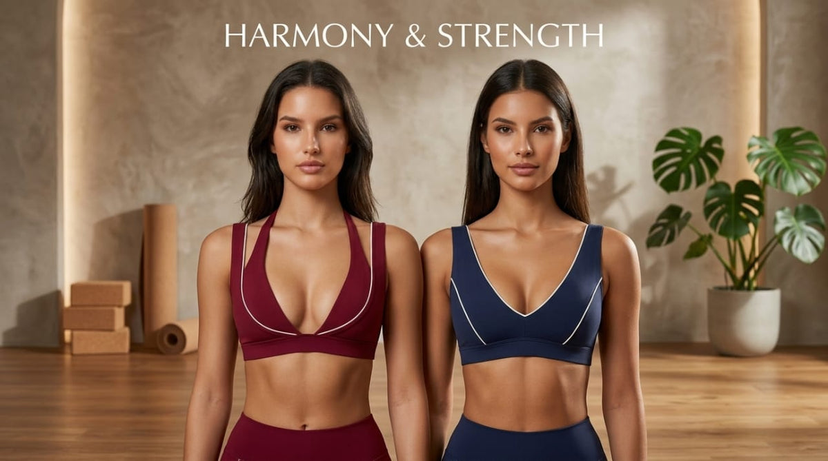 Navy Seamless Yoga Set – V-Neck Sports Bra & High-Waisted Push-Up Leggings