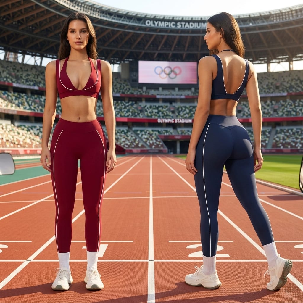 Navy Seamless Yoga Set – V-Neck Sports Bra & High-Waisted Push-Up Leggings
